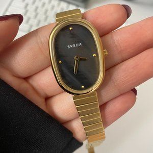 Breda Jane Gold and Black Pearl Watch